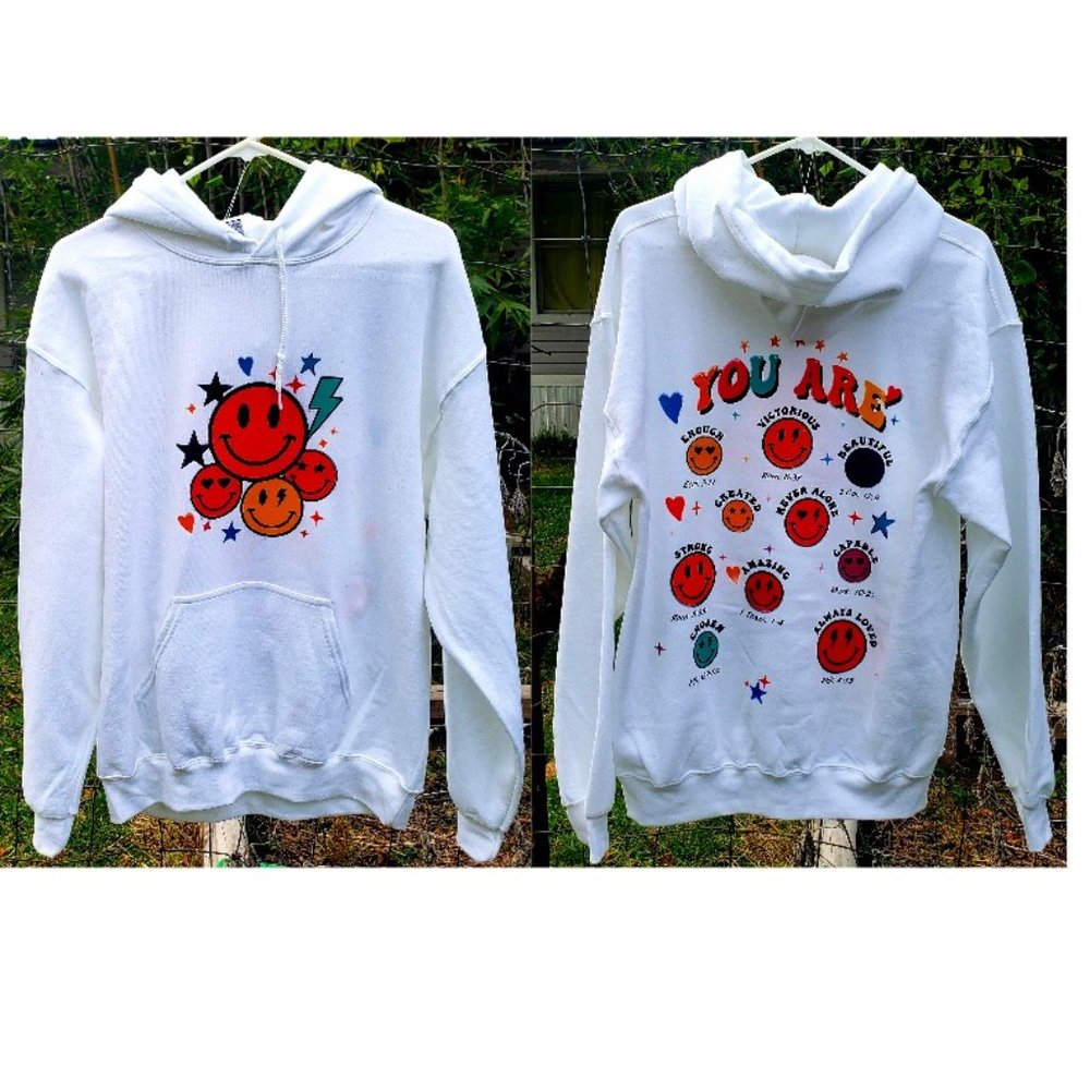 Retro You Are Scripture Smiley Face Hoodie